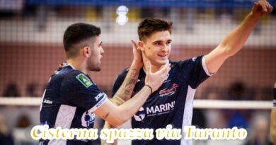 Pallavolo SuperLega – Il “tifone” Cisterna travolge Taranto in soli 77 minuti