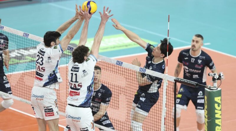 Pallavolo SuperLega – Guidata con maestria da Sbertoli Trento vince 3-0 il recupero contro Cisterna Volley